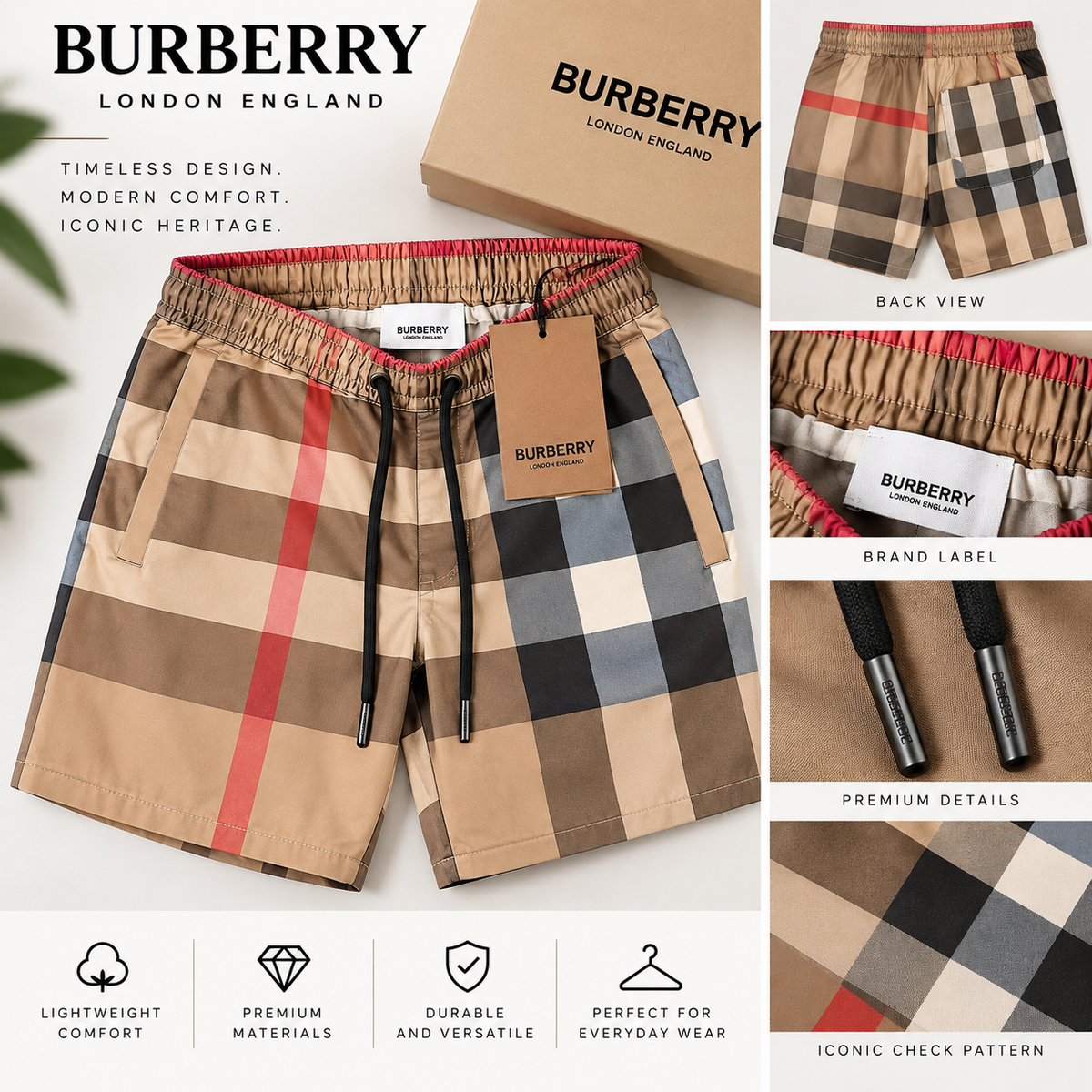 Burberry Check Drawstring Shorts