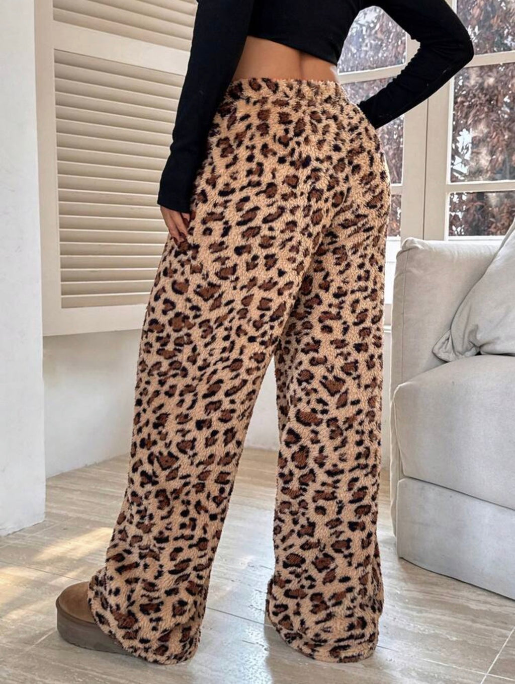 Leopard-print teddy pants.