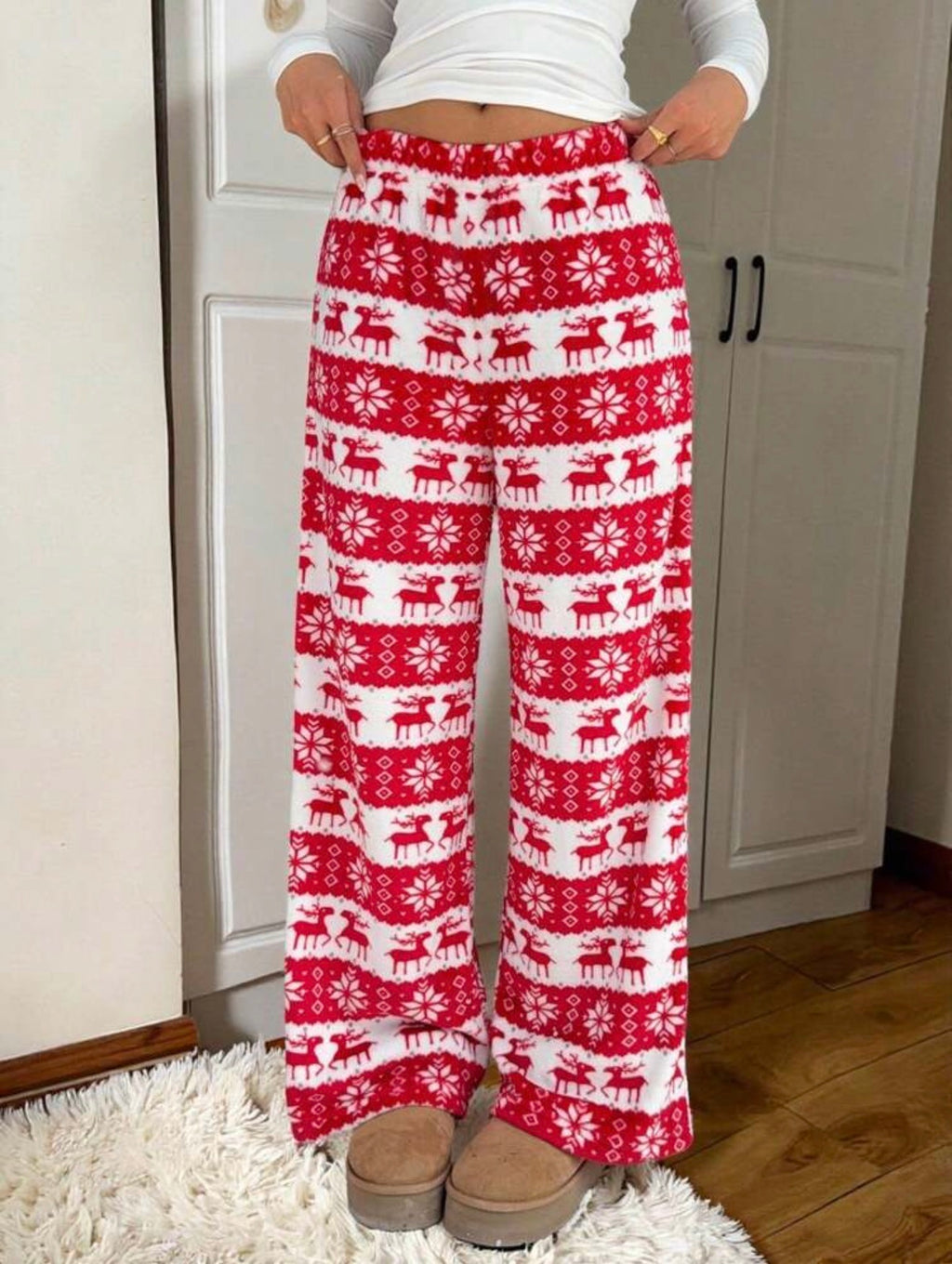 Leopard-print teddy pants.