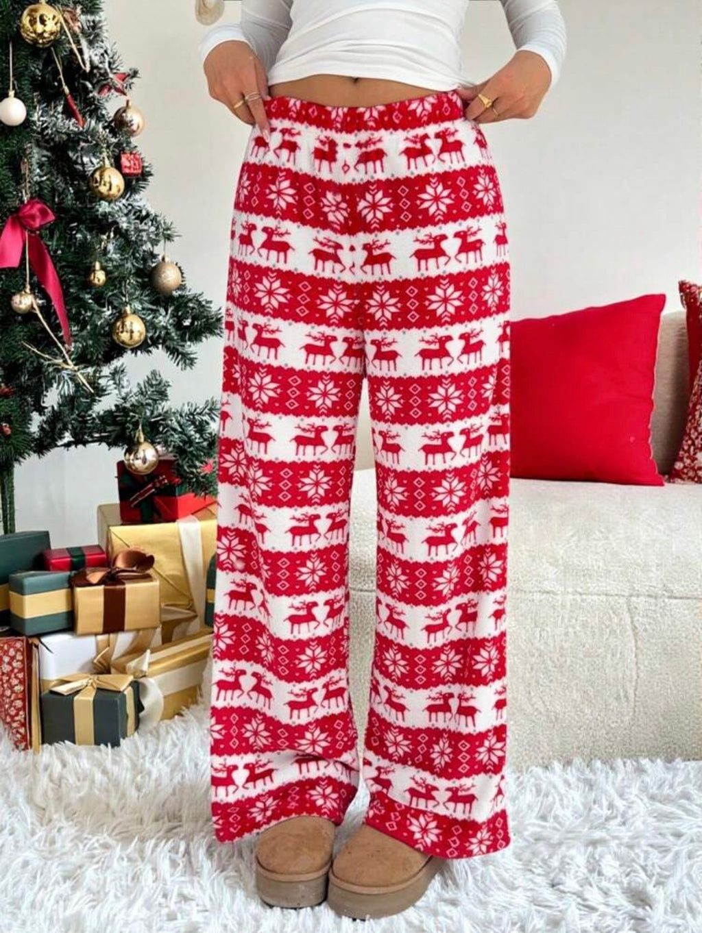 Leopard-print teddy pants.