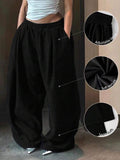 Women Leopard Print Elastic Waist Fluffy Loose Pants