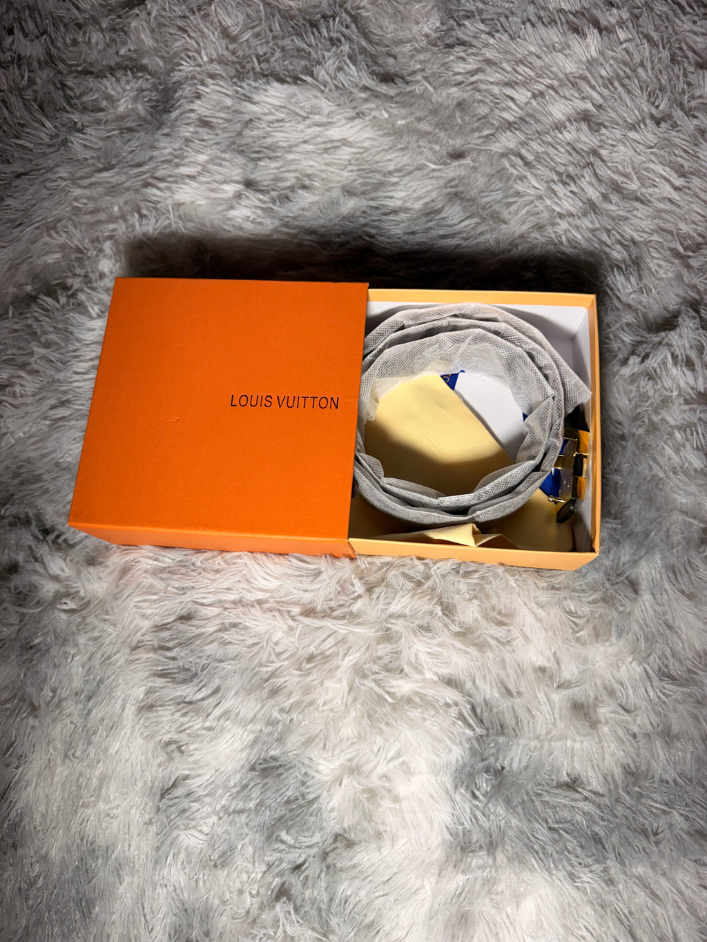 Louis Vuitton–branded statement belt