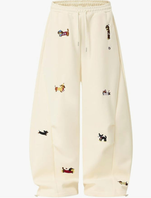 Aelfric Eden Embroidery Puppy Baggy Barrel Sweatpants